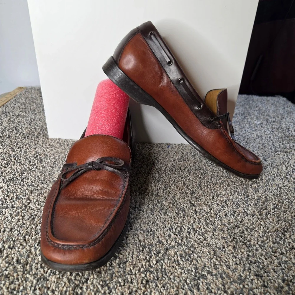 Cole Haan Collection Mens 11 M Brown Leather Moc Toe Bow Loafers 913‎